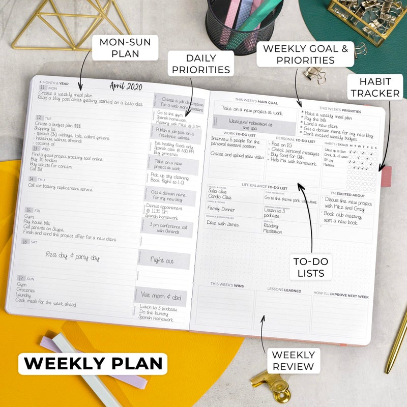 Clever Fox Planner Pro Premium - Luxurious Weekly & Monthly Planner with Budget Organizer for Productivity & Goals, Undated, A4 (Rose Gold) - Image 3